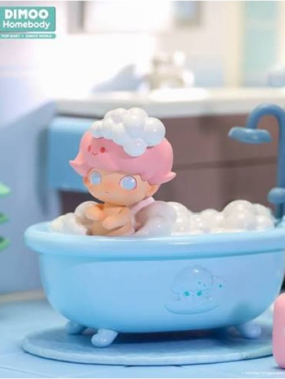 DIMOO Bubble Bath Figurine in Blue Tub New WO box